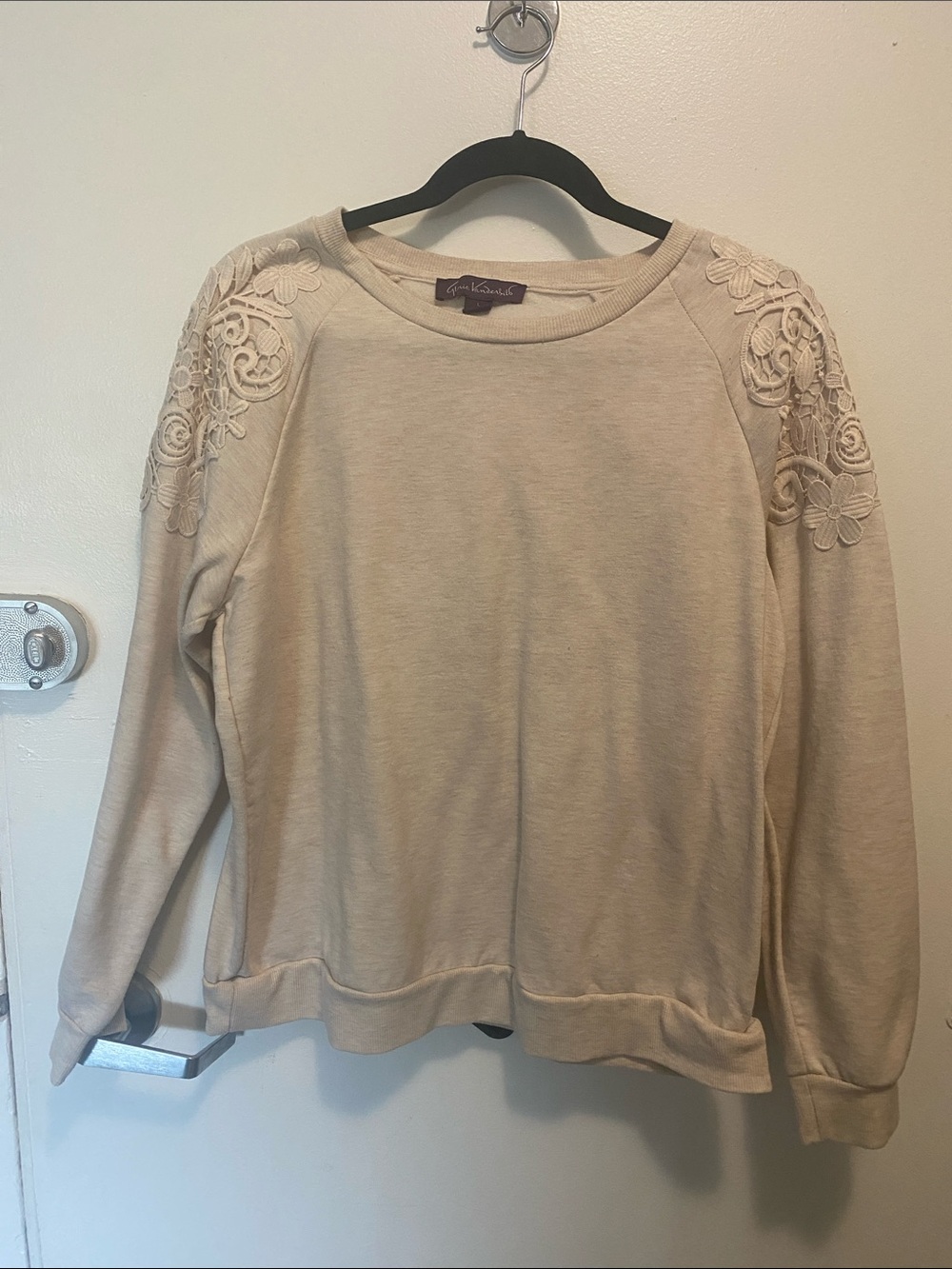 Eileen Fisher Cream Lace-Detail Sweatshirt